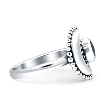 Crescent Moon Ring Black Onyx Oxidized 925 Sterling Silver Wholesale